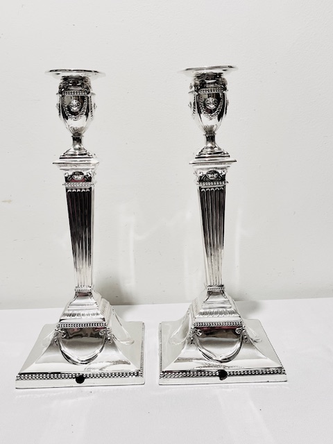 Charming Pair of Antique Silver Plated Candlesticks