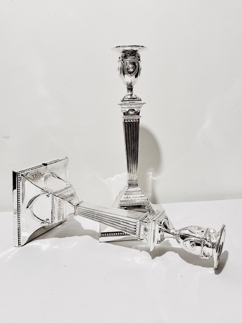 Charming Pair of Antique Silver Plated Candlesticks