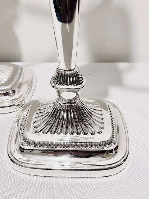 Pair of Antique Silver Plated Three Light Candelabra