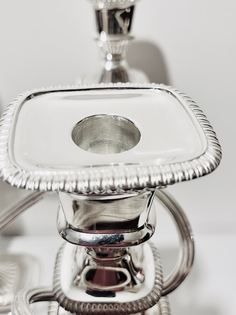 Pair of Antique Silver Plated Three Light Candelabra