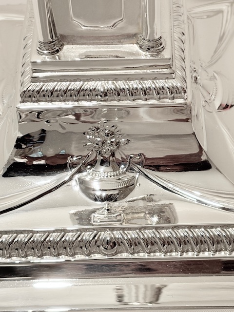 Antique Silver Plated Converted Oil Corinthian Column Table Lamp