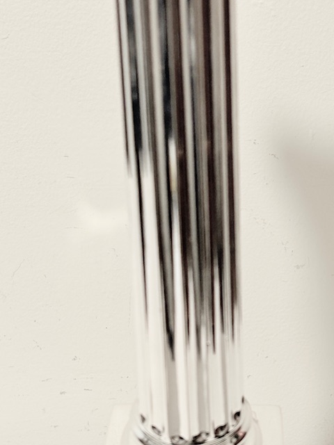 Antique Silver Plated Converted Oil Corinthian Column Table Lamp