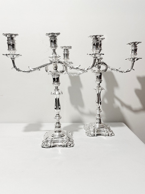 Handsome Pair of Elkington & Co Antique Silver Plated Candelabra