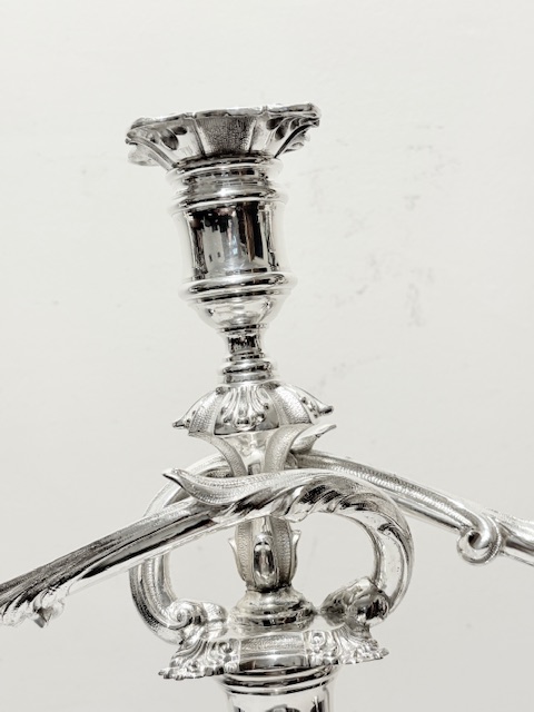 Handsome Pair of Elkington & Co Antique Silver Plated Candelabra