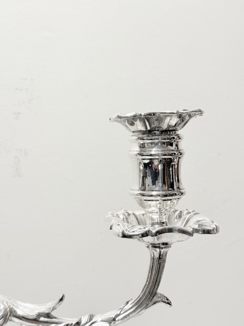 Handsome Pair of Elkington & Co Antique Silver Plated Candelabra