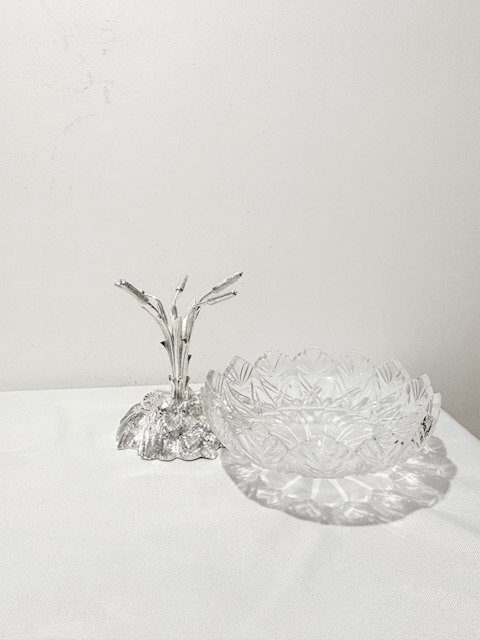 Antique Silver Plated and Cut Glass Centrepiece on a Rocky Base