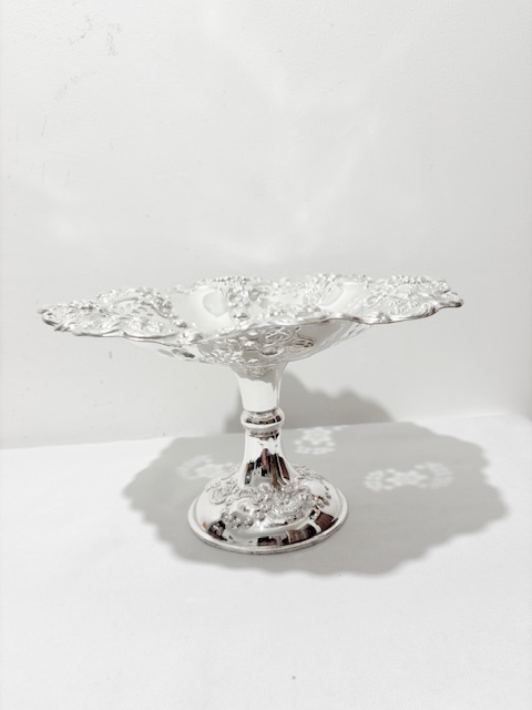 Antique Silver Plated Comport on Tall Pedestal Base