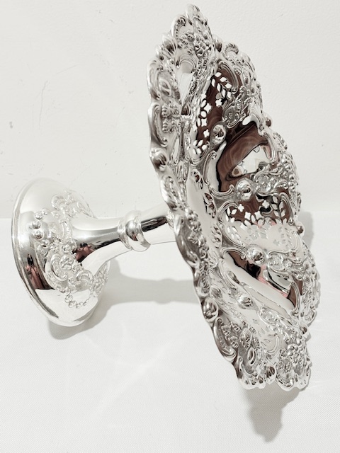 Antique Silver Plated Comport on Tall Pedestal Base Antique Silver Plated Comport on Tall Pedestal Base