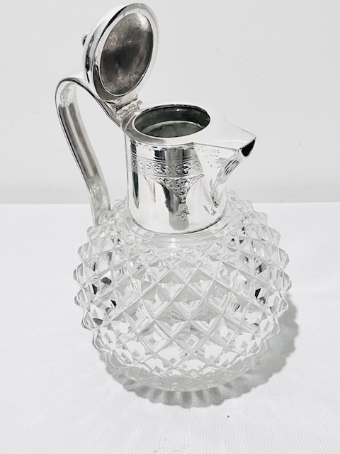 Antique Silver Plated Salver and Cut Glass Claret, Port or Brandy Jug