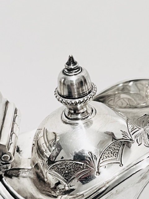 Handsome Antique Silver Plated Claret Jug with Acorn Finial Handsome Antique Silver Plated Claret Jug with Acorn Finial