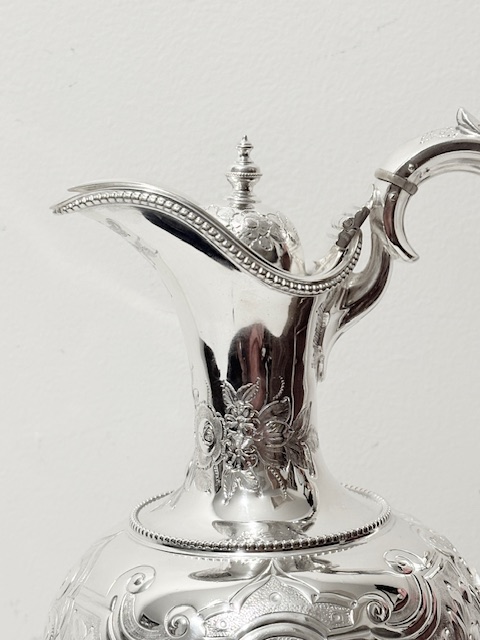 Antique Slender Neck Silver Plated Claret Jug