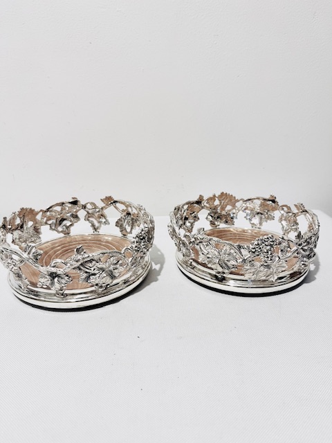 Pair of Antique Elkington Silver Plated Wine or Decanter Coasters
