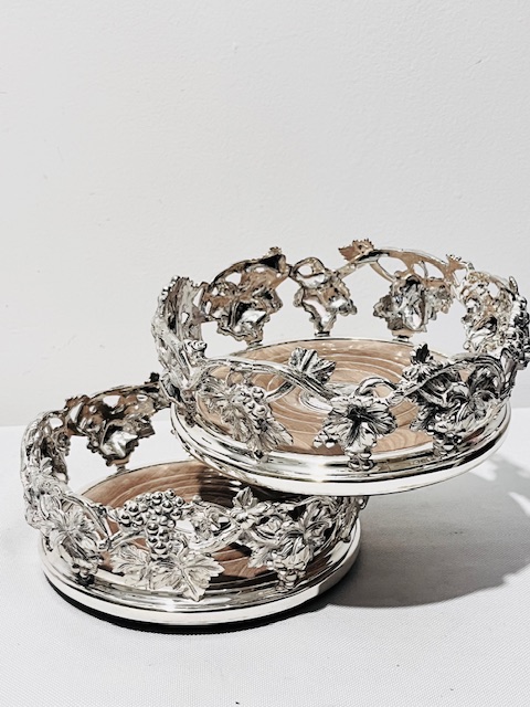 Pair of Antique Elkington Silver Plated Wine or Decanter Coasters
