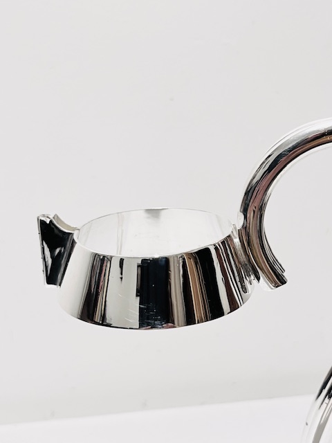 Antique Silver Plated Wine Bottle Holder with Curved Handle