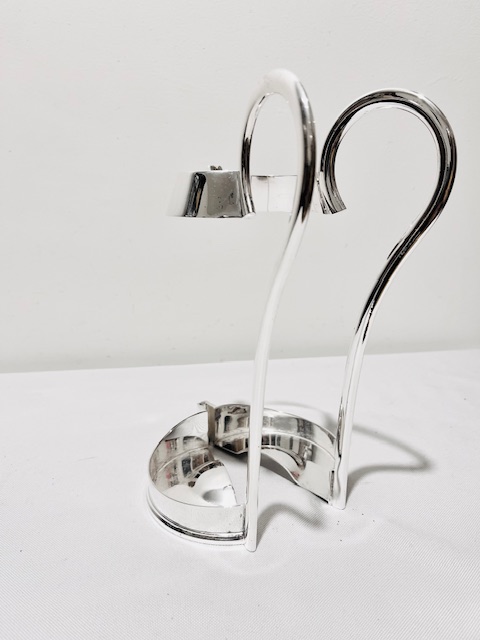 Antique Silver Plated Wine Bottle Holder with Curved Handle