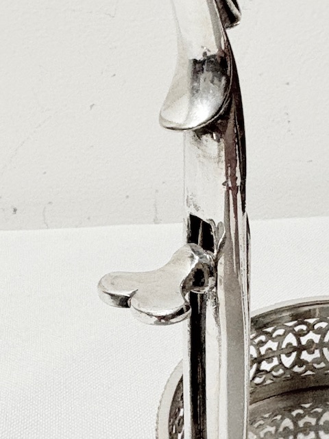 Antique Silver Plated Wine or Port Bottle Holder with Pierced Gallery