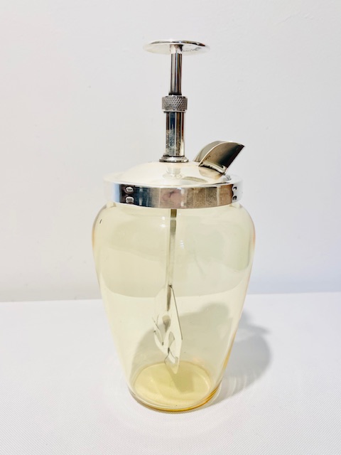 Unusual Vintage Silver Plate and Glass Cocktail Mixer