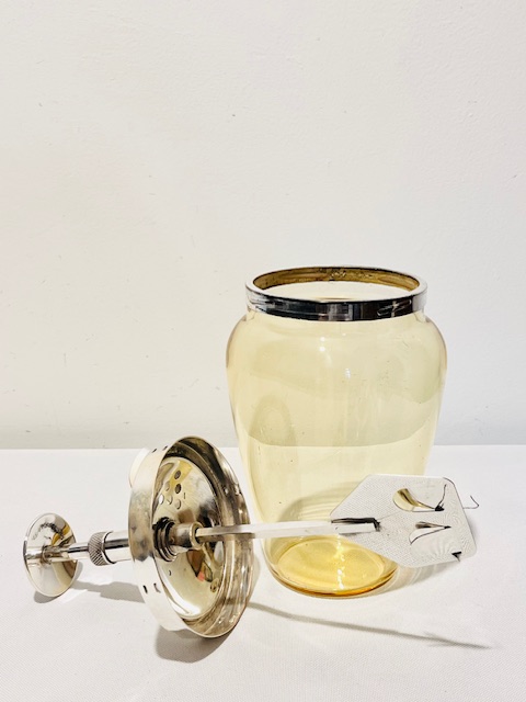 Unusual Vintage Silver Plate and Glass Cocktail Mixer