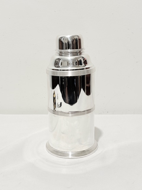 Antique Silver Plated Cylindrical Body Cocktail Shaker