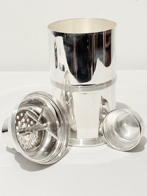 Antique Silver Plated Cylindrical Body Cocktail Shaker