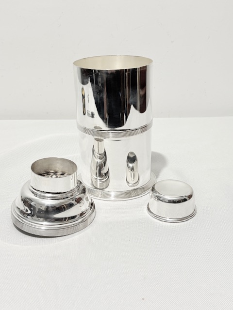 Antique Silver Plated Cylindrical Body Cocktail Shaker