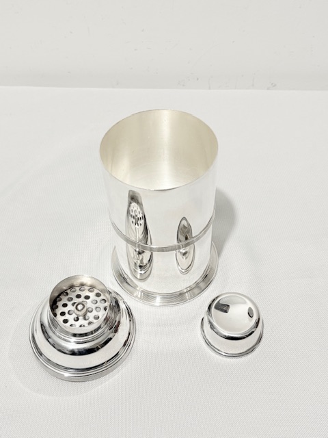 Antique Silver Plated Cylindrical Body Cocktail Shaker