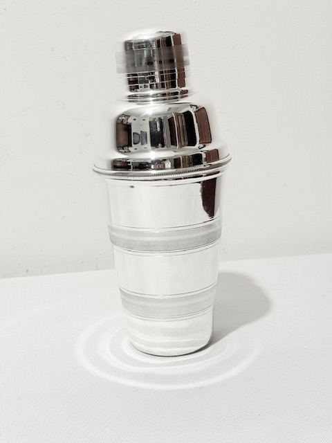 Antique Silver Plated Cocktail Shaker with Built in Juicer or Lemon Squeezer