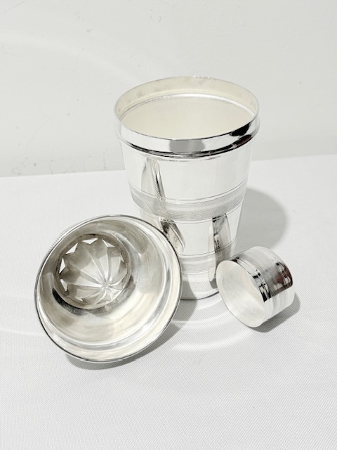 Antique Silver Plated Cocktail Shaker with Built in Juicer or Lemon Squeezer