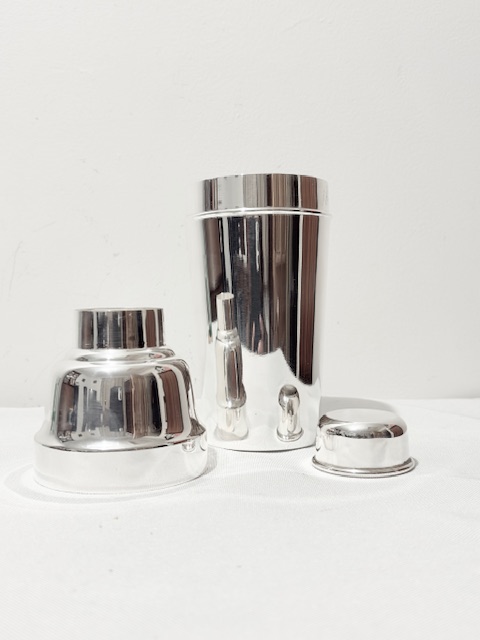 Antique Silver Plated Three Piece Cocktail Shaker