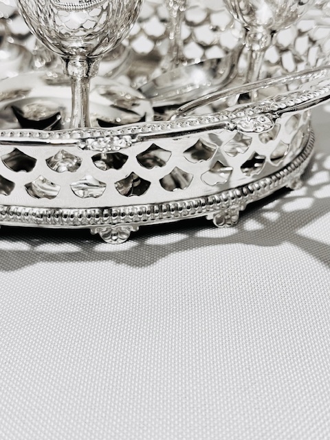 Antique Silver Plated Egg Cruet Shaped Like a Flower Basket
