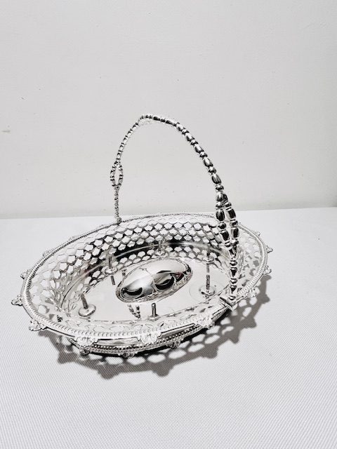 Antique Silver Plated Egg Cruet Shaped Like a Flower Basket