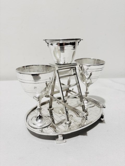 Victorian Novelty Antique Silver Plated Egg Cruet