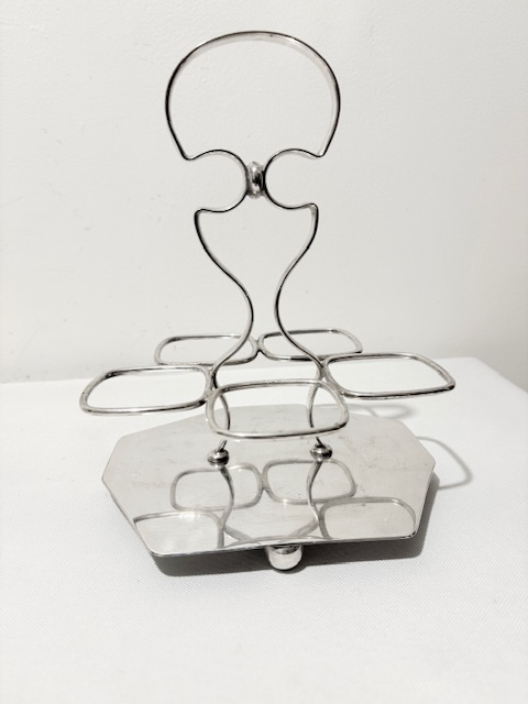 Antique Silver Plated and 5 Cut Glass Bottle Cruet