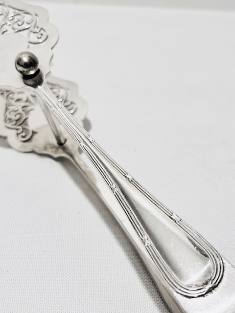 Antique Silver Plated Asparagus Tongs with Ribbon & Reed Decoration