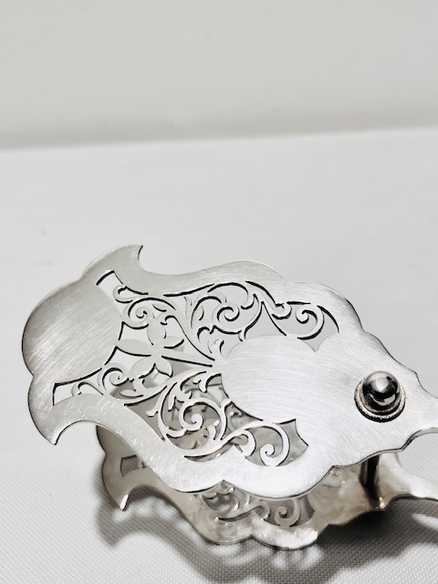 Antique Silver Plated Asparagus Tongs with Ribbon & Reed Decoration