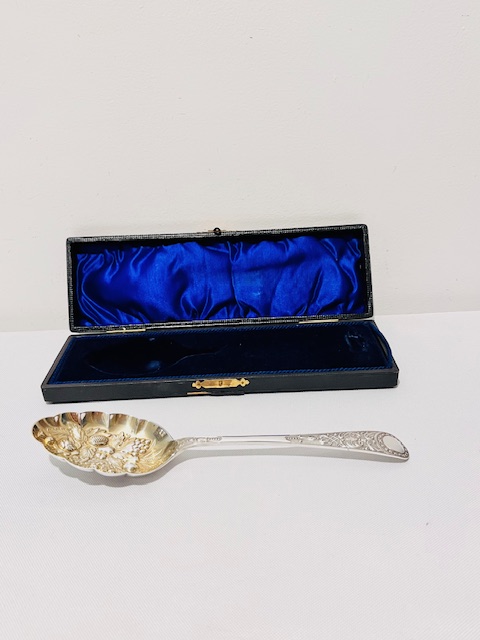 Antique Silver Plated Berry, Fruit or Dessert Serving Spoon