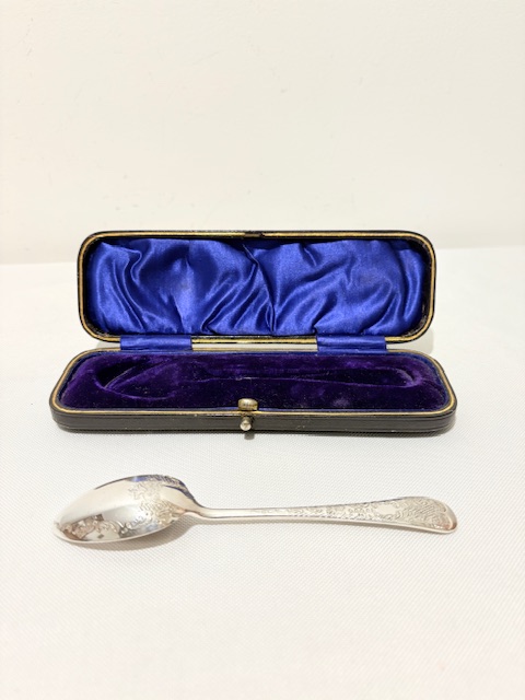 Antique Silver Plated Tea Spoon in Original Presentation Box