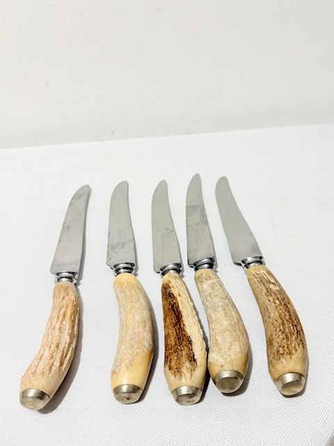 Set of 5 Antler Handle Steak Knives