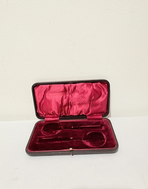 Pair of Antique Silver Plated with Mother of Pearl Handles Jam Spoons