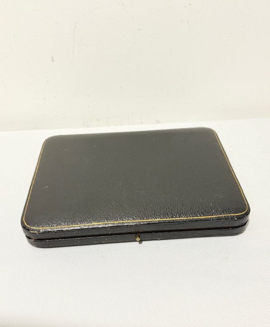 Boxed Antique Silver Plated Set of Six Teaspoons and Sugar Tongs