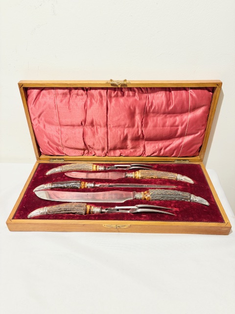 Antique Boxed Silver Plated Meat Carving Set