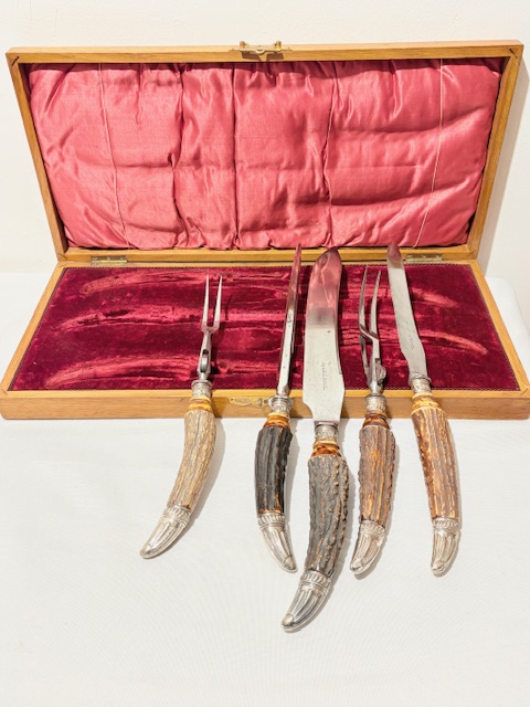 Antique Boxed Silver Plated Meat Carving Set