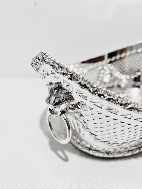 Antique Oval Silver Plated Bread Roll Dish