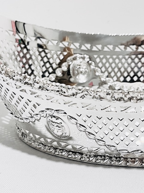 Antique Oval Silver Plated Bread Roll Dish