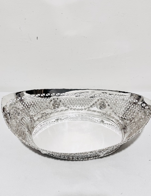 Antique Oval Silver Plated Bread Roll Dish