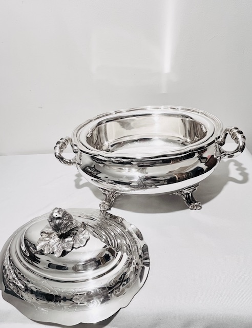 Handsome Antique Silver Plated Soup Tureen with Original Liner
