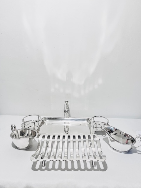 Large Antique Silver Plated Asparagus Serving Set