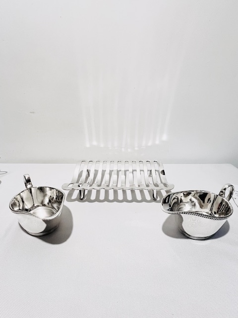 Large Antique Silver Plated Asparagus Serving Set