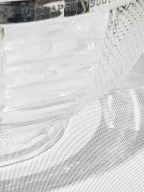 Antique Sterling Silver Mounted Cut Glass Salad Bowl with Naval Inscription