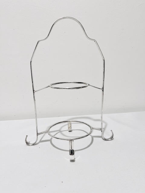 Vintage Silver Plated Cream & Sugar on Stand in the Form of a Miniature Cake Stand